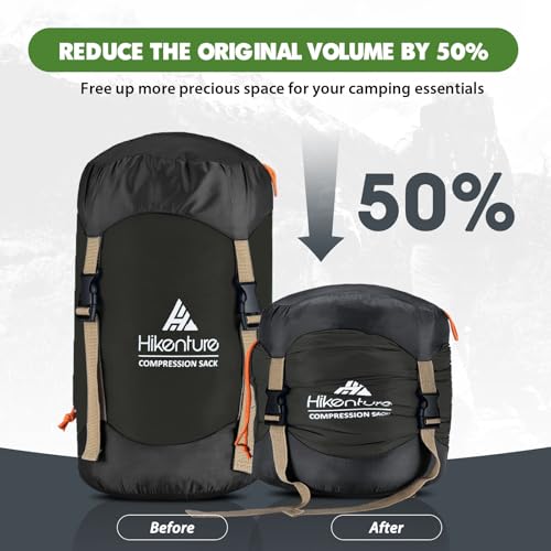 Hikenture Compression Sack for Sleeping Bag, Upgrade Anti-Tear Nylon Sleeping Bag Stuff Sack, 10L/14L/20L/30L Water-Resist...
