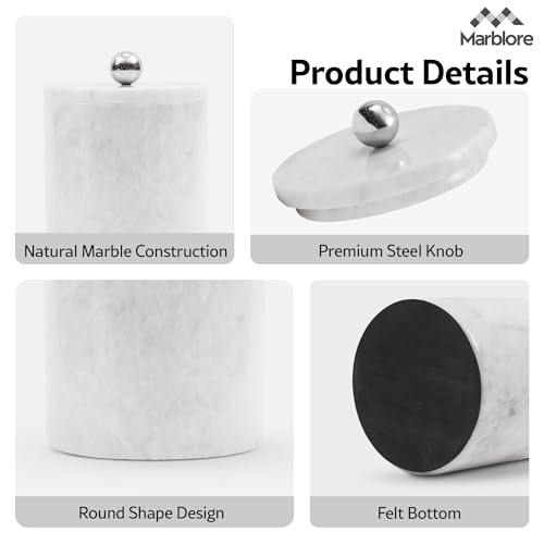 Marble Ice Bucket with Lid 6" White Wine Chiller Bucket for Home Bar, Parties, and Kitchen Decor, Ideal Drink Bucket & Ice...