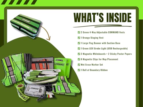 COMMAND GOBAG Incident Command Kit Rapid Deployment with Vests, Flag Banner, Strobe Light, Whiteboards & Accessories, Esse...