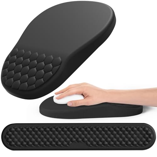 Hasinart Ergonomic Mouse Pad and Keyboard Wrist Rest with Massage Design, Space-Saving Mouse Pad Wrist Support, Memory Foa...