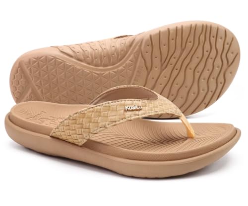 KuaiLu Womens Flip Flops Ladies Yoga Mat Comfortable Walking Thong Sandals With Plantar Fasciitis Arch Support Slip On Ind...