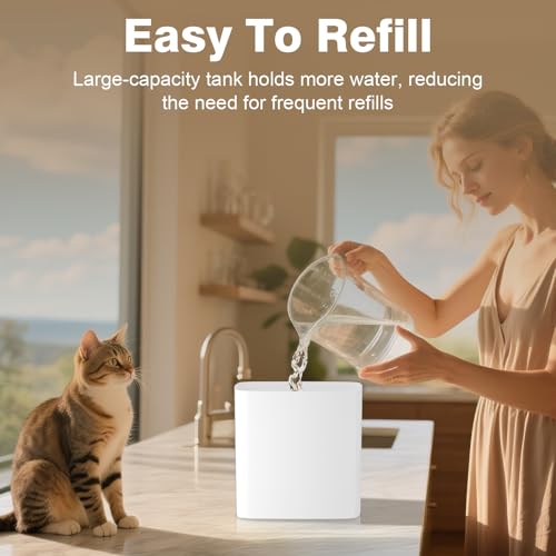 92oz Cat Water Fountain - USB Cat Fountain for Drinking, Indoor Pet Water Fountain for Cats, Automatic Cat Water Dispenser...