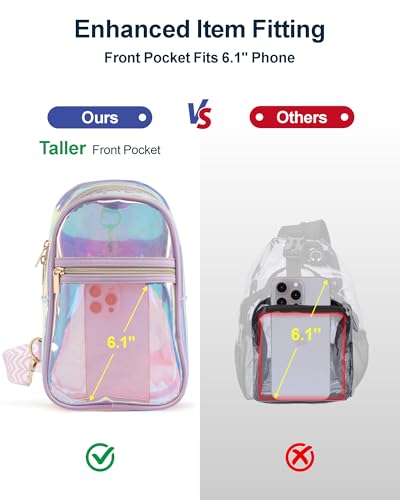 PACKISM Clear Bag for Stadium Events - Clear Crossbody Bag for Women Stadium Bag Sling Bag for Concert Sport Detachable Strap