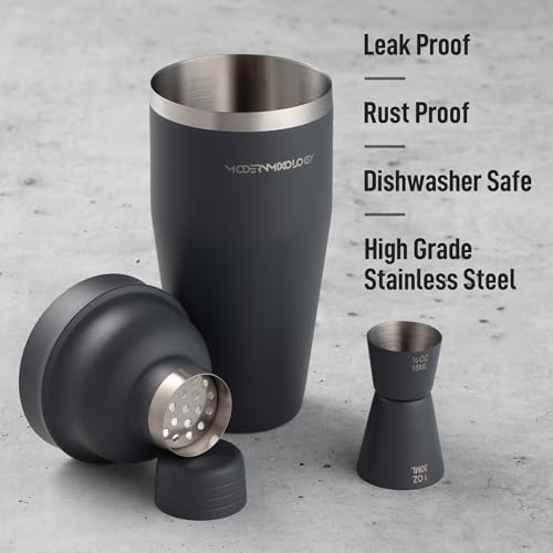 Modern Mixology 24oz Cocktail Shaker Set - Bartender Set with Jigger, Great for Mixing Cocktails, Martini, Margarita - Sle...