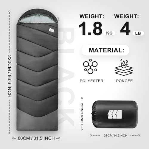 TANSTRIDER Sleeping Bags for Adults Cold Weather & Warm,Backpacking Camping Sleeping Bag for Tall Girls Boys,Lightweight,C...