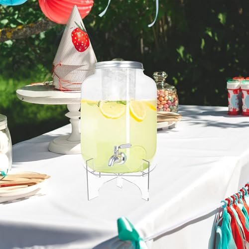 Acrylic Glass Drink Dispenser Stand, 6.6'' in Diameter Fit for 1 Gallon Glass Drink, Iced Beverage Dispensers Clear Water ...