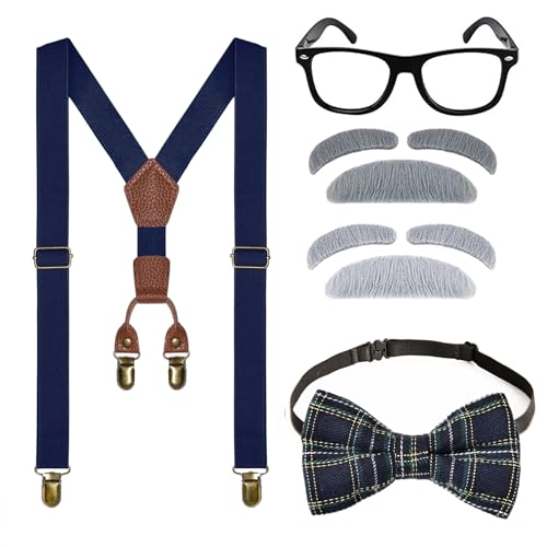 CONNICS Kids 100th day of school costume for Boys, Old man dress up for kid, Old person costume For Boy,Grandpa Costume Kids