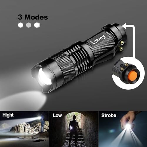 LETMY Tactical Flashlight, Super Bright LED Mini Flashlights with Belt Clip, Zoomable, 3 Modes, Waterproof - Best EDC Flas...