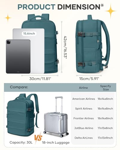 Travel Backpack For Women Men Airline Approved Carry On Backpack Flight Approved Waterproof Sports Luggage Backpack Casual...
