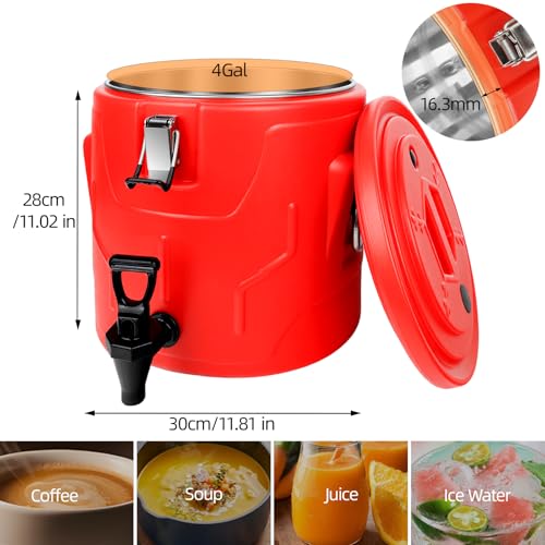 Beverage Dispenser 4 Gallon, Hot Drink Dispenser with 304 Stainless Steel Interior & Spout, Hot Water Dispenser for Partie...