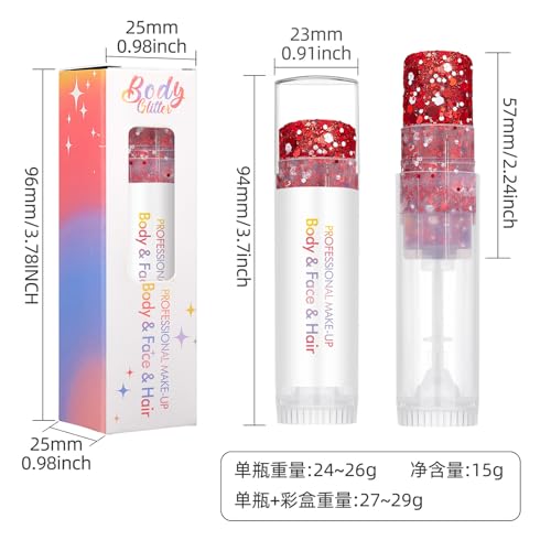 Multicolor Body Glitter Stick,Sparkling Holographic Sequins Paint Face Glitter Gel,Christmas Festival Rave Party Body Pain...