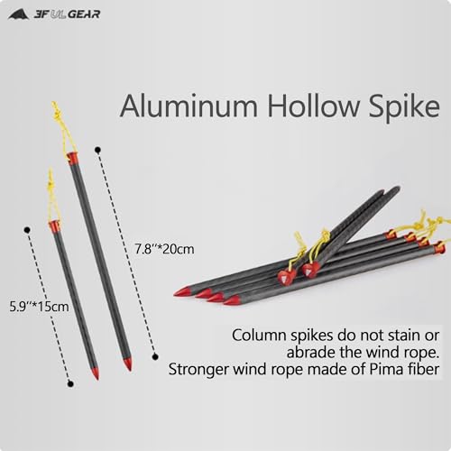 3F UL Gear 6/10PCS Lightweight Camping Tent Stakes, 5.9/7.8'' Hollow Aluminum Alloy Tent Pegs Ground Stakes, Essential Cam...