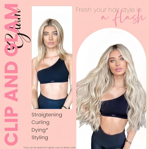 Clip in Extensions Real Human Hair 7pcs, Natural and Seamless 90g (Dark Brown to Black, 22 inch)