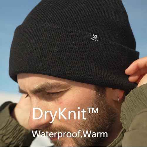 TOP-EX Dryknit¢â Waterproof Oversized XL XXL Fleece Lined Winter Warm Beanies Hat for Men