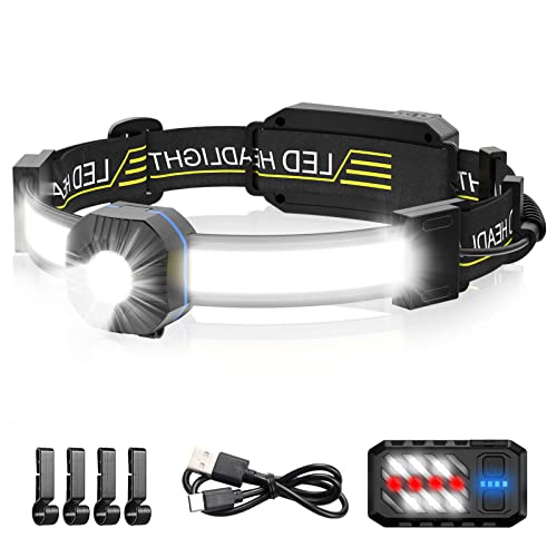 Spriak LED Headlamp, 1000lumens 230° Widebeam Headlight, USB Rechargeable HeadLamp with Red Taillight, Lightweight Waterpr...