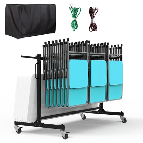 Eastrexon Folding Chair Rack, Heavy-Duty Folding Chair Cart with Swivel Wheels, 600 LBS Capacity for 12 Tables or 42 Chair...
