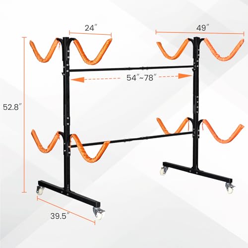 Neorexon Freestanding Kayak Storage Rack 2 Kayaks/4 Kayaks, Kayak Racks for Outdoor Storage with Movable Wheels, Kayak Sta...