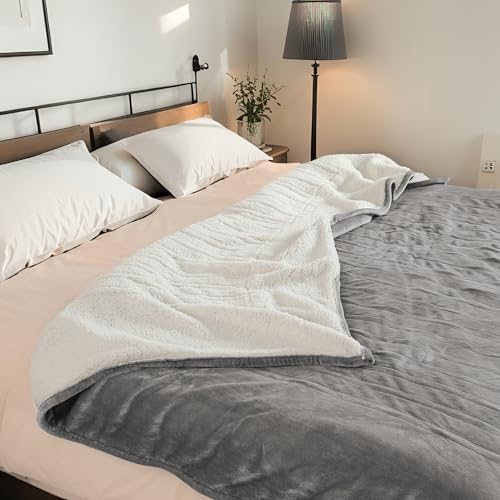 RALYSUN Electric Heated Blanket 72"x84" Full Size - Dual-Sided with Microplush & Sherpa Fabric, 4 Heat Settings & 10 Hours...
