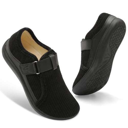 Spesoul Wide Womens Slippers Adjustable House Shoes Indoor Outdoor Barefoot Slippers Cozy Walking Shoe Swollen Edema Diabe...