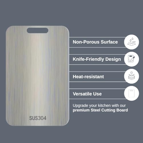Premium Stainless Steel Cutting Board – Ultra-Durable, Lightweight, Knife-Friendly Surface, Heat & Stain Resistant, and Do...