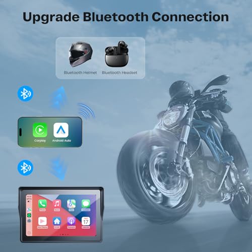 WonVon 5 Inch Motorcycle Carplay GPS Navigation System with Apple Carplay and Android Auto Portable Screen with Dual Bluet...