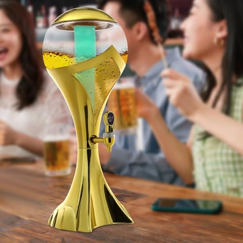 3L/101.5Oz Drink Dispensers Tower with Ice Tube Portable Sphere Wine Dispenser w/Faucet Tall Beer Dispenser for Drinks Ice...