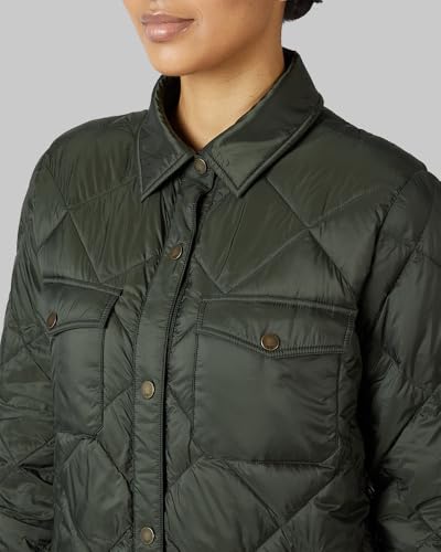 32 Degrees Heat Women’s Lightweight Poly-Fill Shirt Jacket – Quilted Snap-Front Shacket