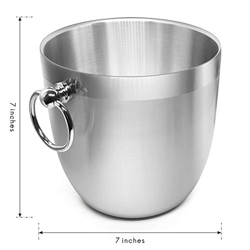 Fortune Candy Insulated Ice Bucket - Double Walled Stainless Steel Ice Bucket with Ice Tongs, Scoop, Lid, and Exclusive Ha...