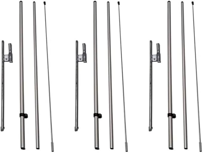 3 Pack of Feather Banner Flutter Flag Telescoping Hardware Sets, 3-Piece 8FT Telescopic Pole Kits with Light Weight Ground...