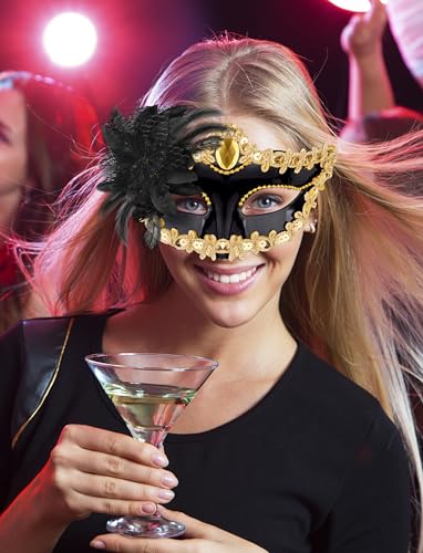SIQUK 8 Pieces Couple Masquerade Masks Set Venetian Party Mask Costume Mask