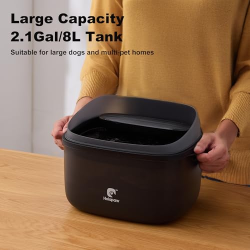 HOLAPAW Dog Water Fountain for Large Dogs, 2.1Gal/8L Dog Water Bowl Dispenser, No Spill Automatic Pet Water Fountain for D...