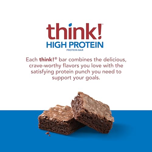 think! Protein Bars, High Protein Snacks, Gluten Free, Sugar Free Energy Bar with Whey Protein Isolate, Brownie Crunch, Nu...