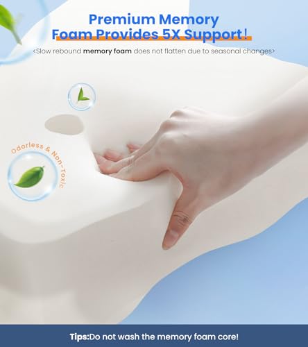 Ultra Pain Relief Cooling Pillow for Neck Support, Adjustable Cervical Pillow Cozy Sleeping, Odorless Ergonomic Contour Me...