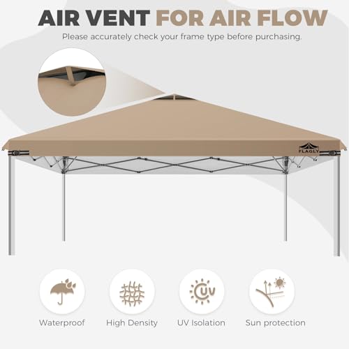 10x10ft Replacement Canopy Top with Air Vent, Waterproof & UV Protection Canopy Tent Top Cover for Straight Leg Canopy Fra...