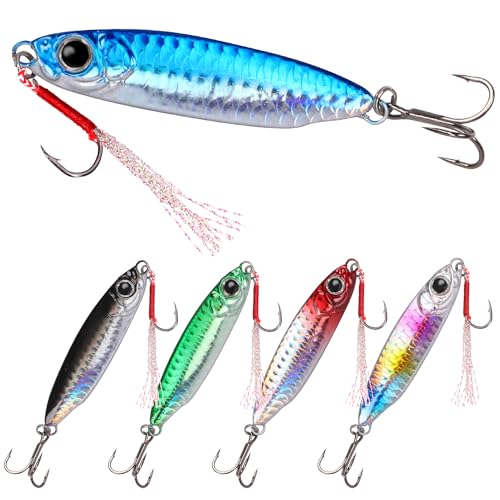 Tripquips Saltwater Jigs Fishing Lures with Ultra-Sharp Hooks, Saltwater Spoon Lure for Tuna Salmon Grouper, Sea Fishing J...