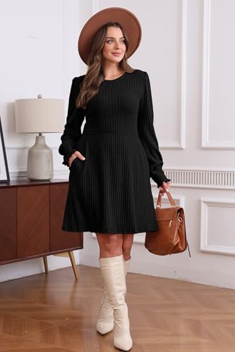 SAMPEEL Dresses for Women 2025 Long Sleeve Fall Fashion Casual Sweater Dress Trendy Outifts