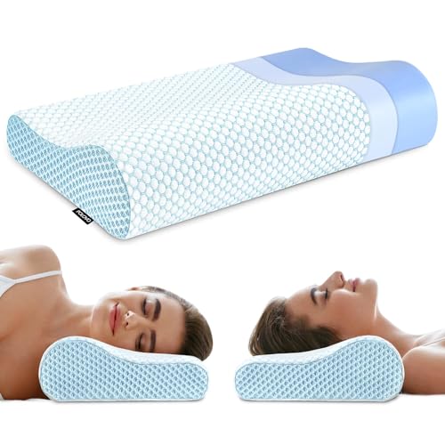 Memory Foam Bed Pillow for Sleeping, Ergonomic Cervical Contour Neck Support Orthopedic Pillow for Side Back Stomach Sleep...
