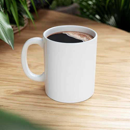 Trail-Ready Hydration Backpacker - Hiker - 11 oz White Ceramic Coffee Mug - Neon Trail Blueprint Design