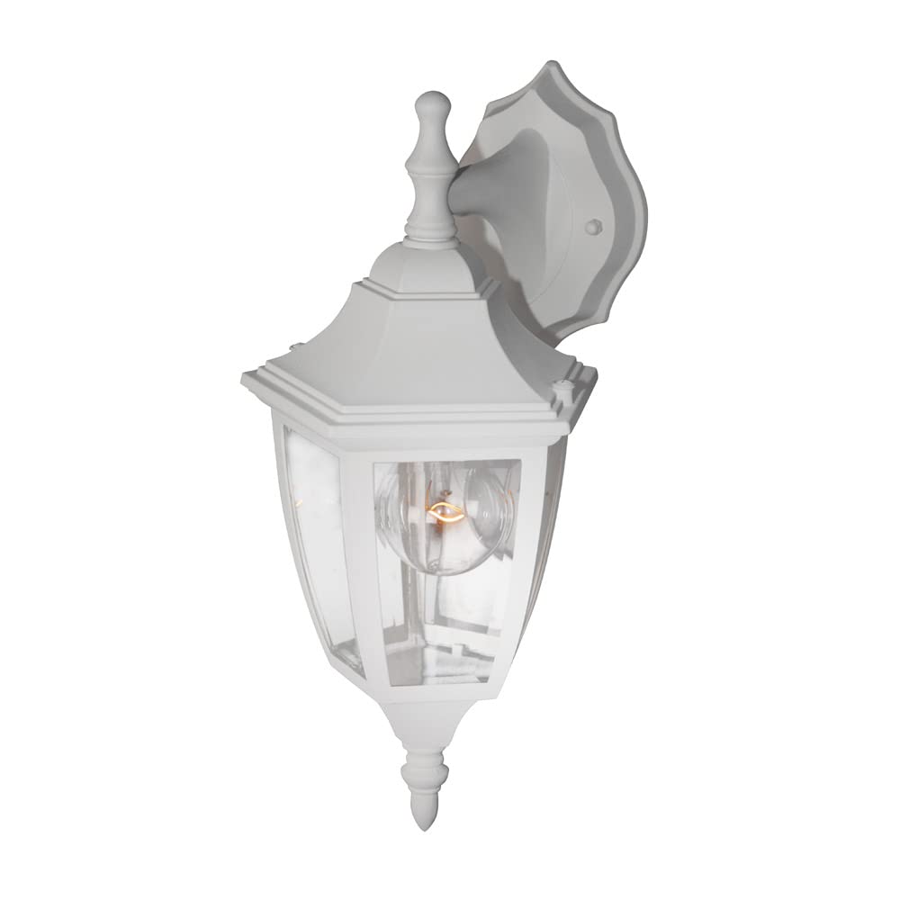 DESIGNERS FOUNTAIN Waterbury Outdoor Light Fixture, 14.25 Inch Exterior Wall Lantern Sconce for Front Door, Patio and Porch, White, 2461-WH