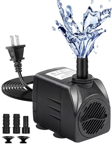 Fountain Pump, 220GPH Submersible Water Pump Outdoor, Ultra Quiet Water Fountain Pump for Pond Waterfall, Fish Tank, Aquar...