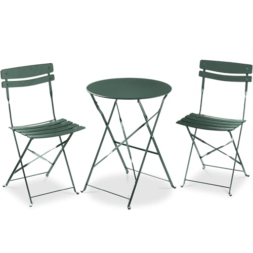 Best Choice Products 3-Piece Bistro Set, Space Saving Folding Design, Solid Steel, Outdoor Patio Furniture Set w/ 2 Chair...