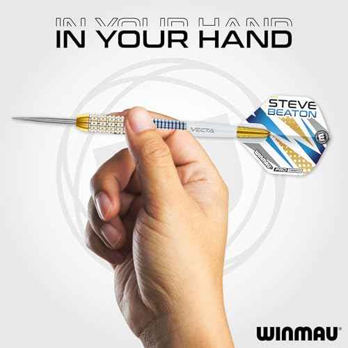 WINMAU Darts - Professional Player - Steve Beaton Legacy Edition 90% Tungsten Darts Set with Dart Flights and Dart Shafts (Stems) ? Available in Soft and Steel Tip - Available weights 18g, 22g and 24g