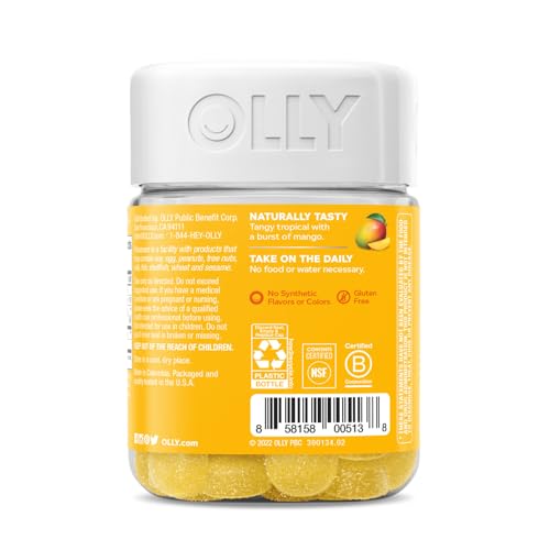 OLLY Probiotic Gummy, Immune and Digestive Support, 1 Billion CFUs, Chewable Probiotic Supplement, Mango, 25 Day Supply - ...