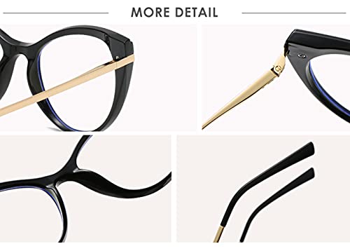 LJCZKA Blue Light Blocking Glasses Women Anti Eye satrain Computer Cat eye Eyeglasses Cateye Clear Frame
