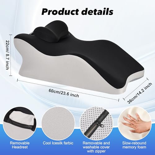 Aduken Reading Pillow for Bed,Adult Memory Foam Ergonomic Back Support Pillow for Bed Sitting Up Prone Pillow Face Down Sl...