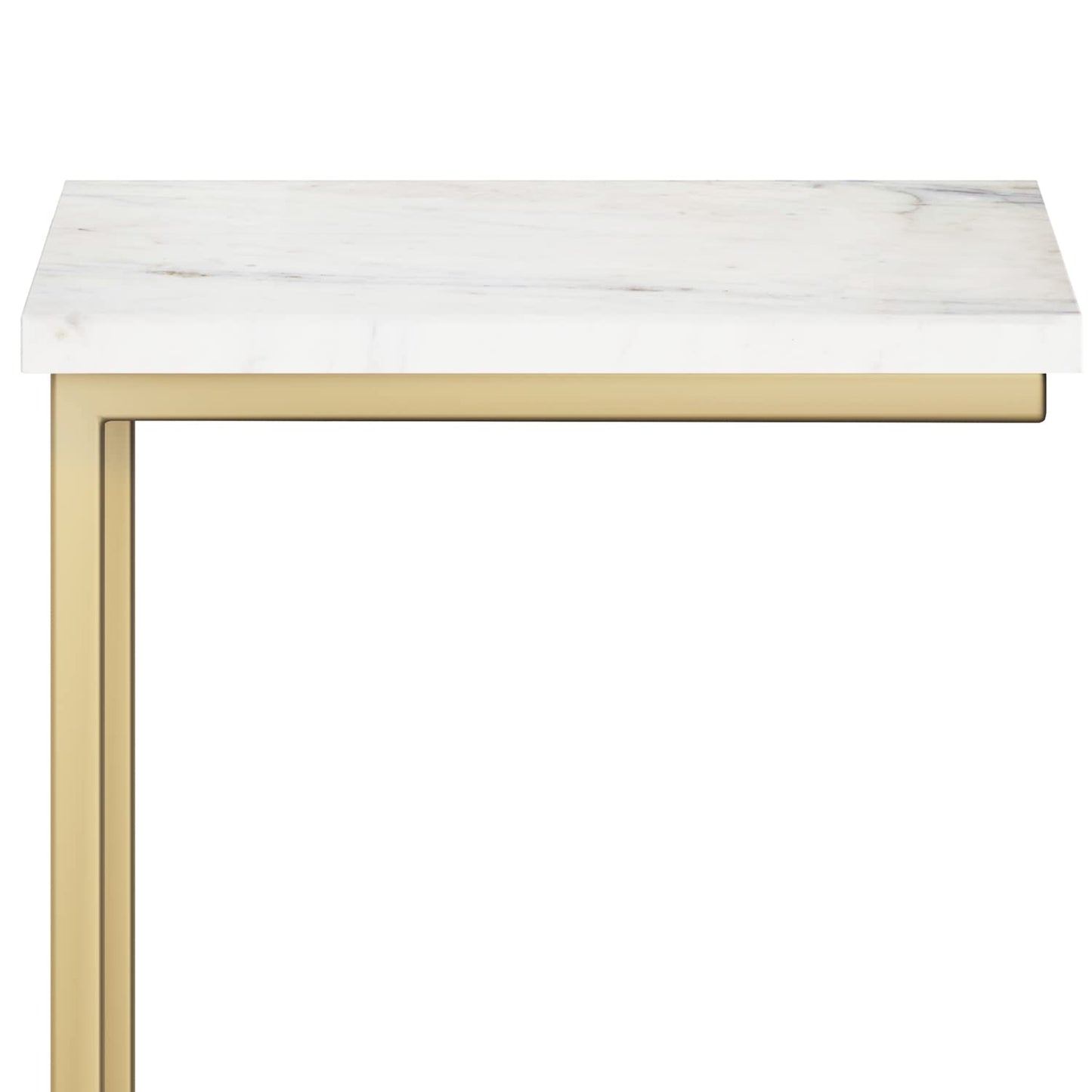 SIMPLIHOME Skyler Metal Table - 18" Wide x 24" High Solid Iron C-Side Table with Genuine White Marble Top in Gold, Contemporary Accent End Table for Living Room or Home Office with Slide-Under Design
