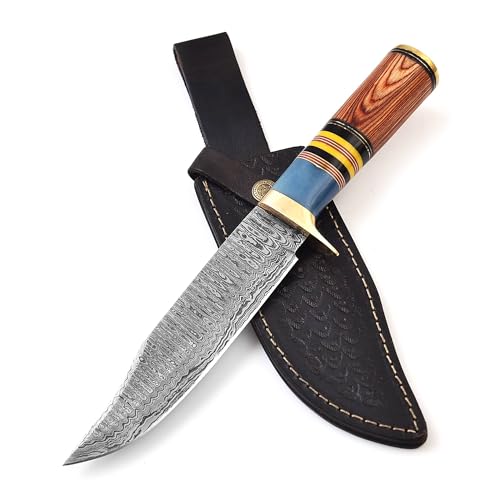 LEONA CRAFT® Handmade Damascus Knife – Premium Outdoor Fixed Blade Carbon Steel Tool | Camping & Bushcraft Use | Sharp Edg...