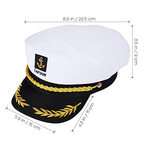 Adult Yacht Captain Hat White Sailor Hat for Women Men Yacht Boat Sailor Captain Cap Marine Admiral Costume Party Cosplay ...