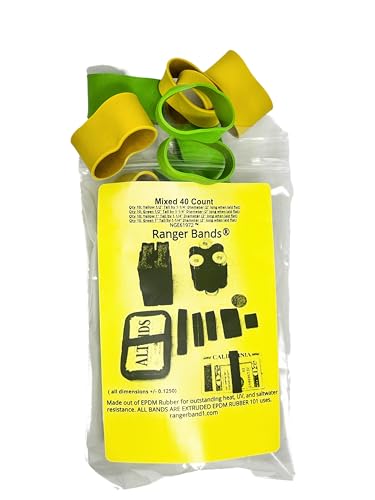 Ranger Bands® 40 Count Mixed Safety colors Made from EPDM Rubber for Survival, Emergency Tinder and Strapping Gear Made in...