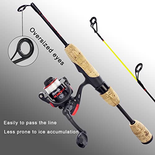 Aventik Ultralight Ice Fishing Rod and Reel Combo 26/28/30/32 inch Medium Light Fast Action Multi-Species Ice Fishing Comb...